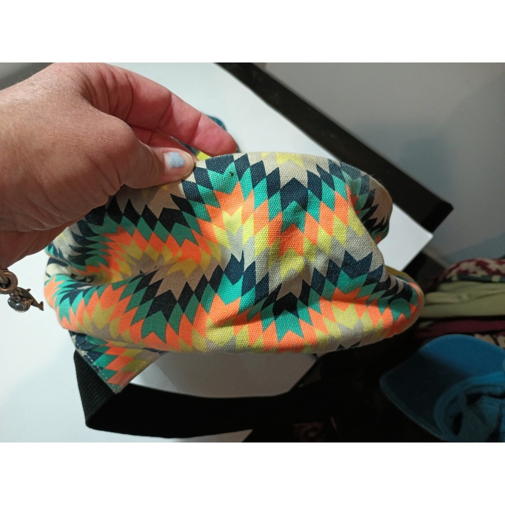 KAVU Rope Bag Sling Backpack Mixed Pattern Chevron Beach Print Canvas Crossbody - Picture 4 of 6